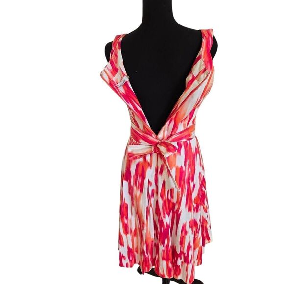 Calvin Klein Womens Abstract Sleeveless Belted Fit & Flare Dress Multicolor Sz 4 - Picture 4 of 11